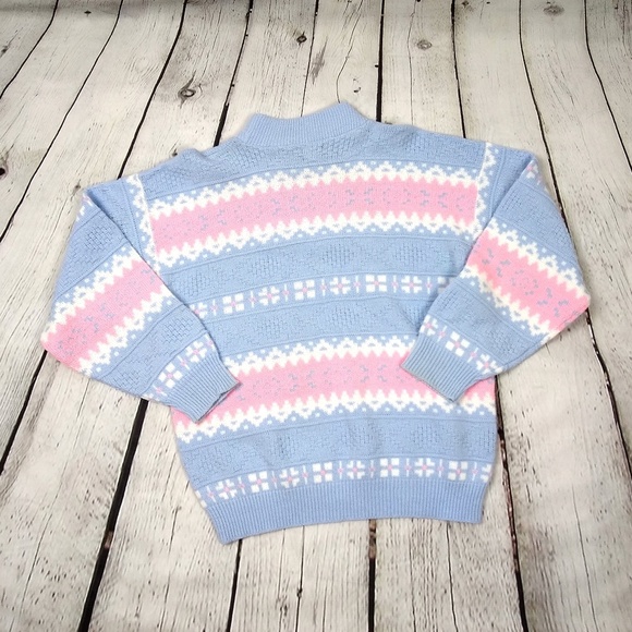 Vintage 80s Pink and Blue Pastel Sweater - Picture 4 of 6